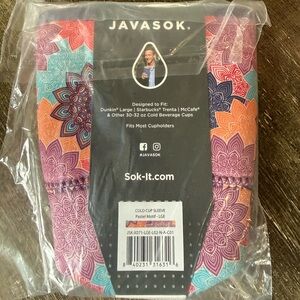 Javasok Pastel Motif Cold Cup Sleeve‎ – Pink & Teal